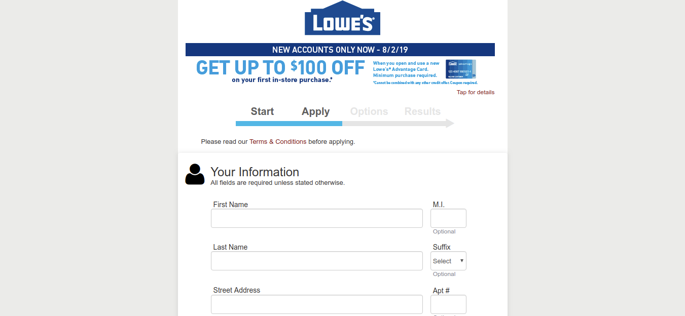 LOWES Credit Card Apply