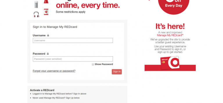 target red card login target red card login
