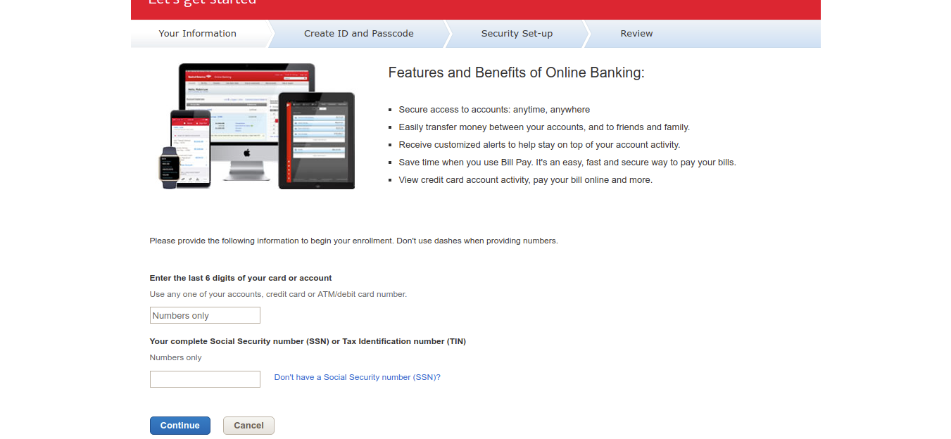 Bank of America Online Banking Enrollment
