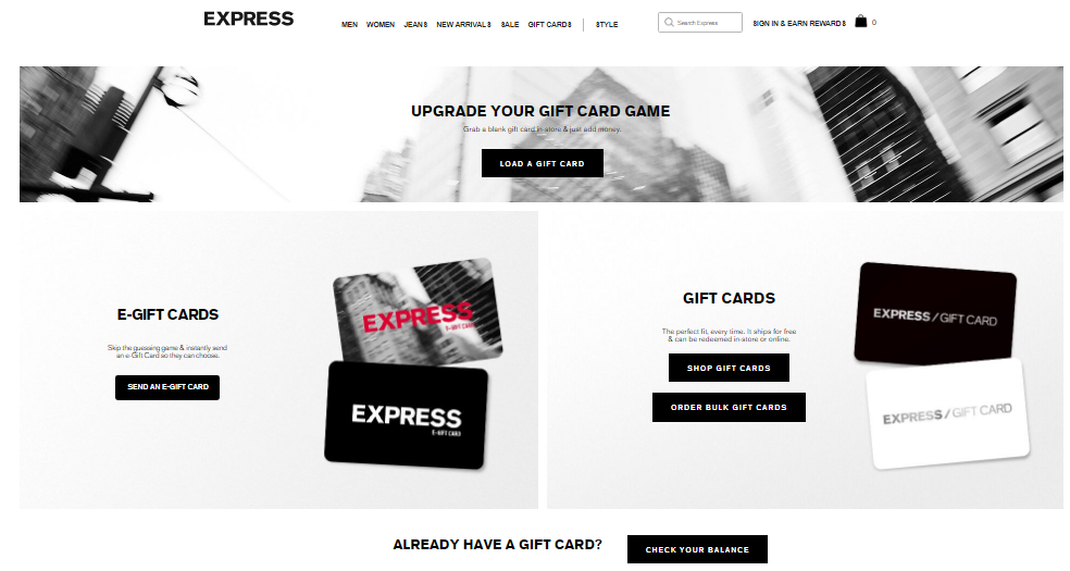 Check Express gift card balance