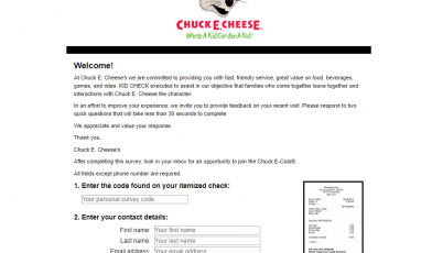 Chuck E Cheese s Survey