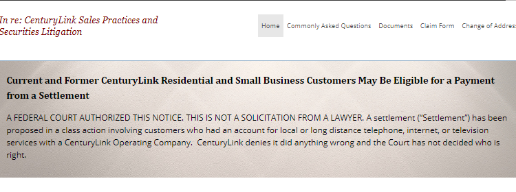 Century Link MDL Class Action