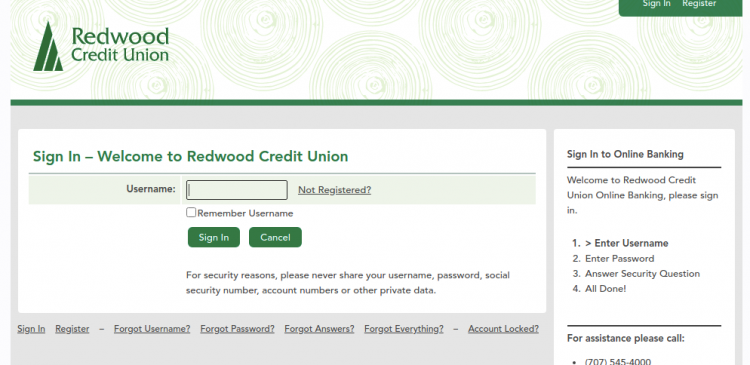redwood credit union login