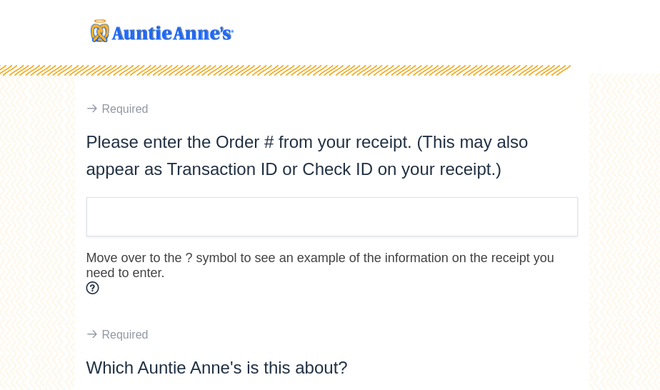 auntie anne’s survey