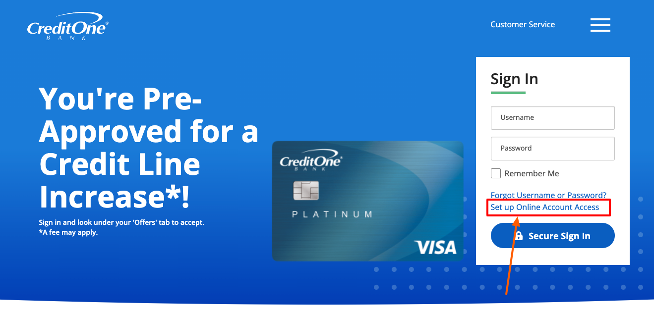 credit one set up online access