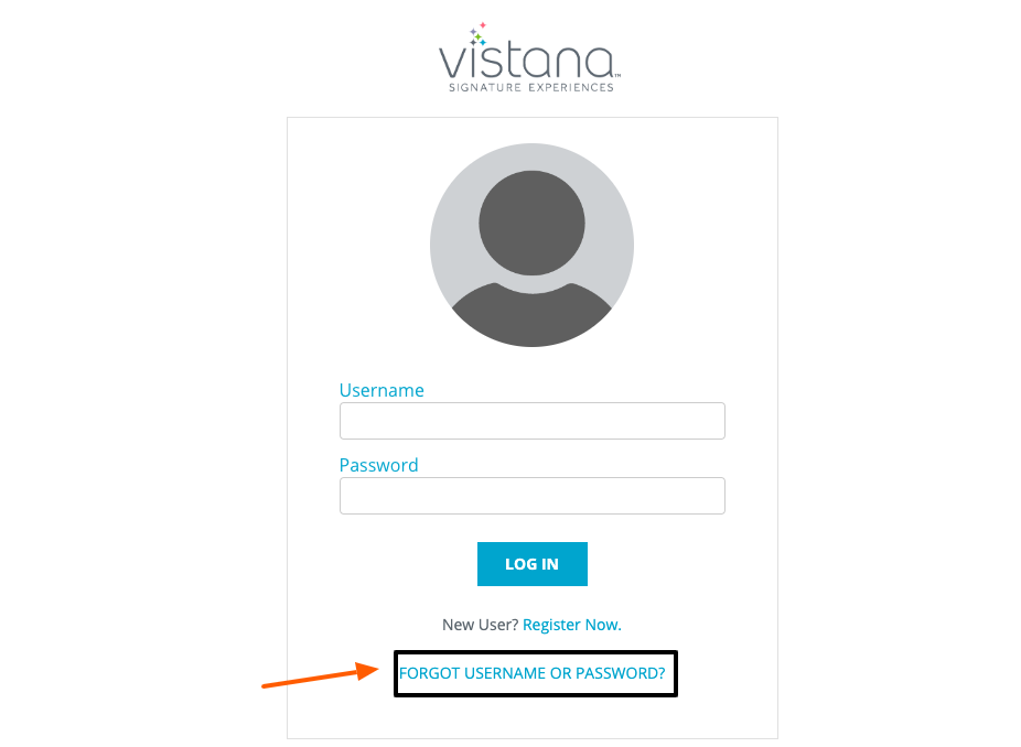 vistana signature experiences forgot password page